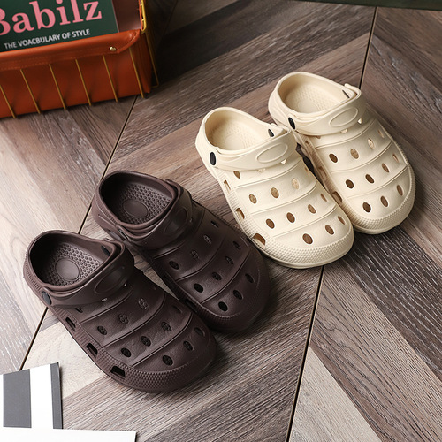 Summer Anti-Slip Garden Toe Shoes Student Nurse Shoes Flat Bottom Holes Shoes Men's Beach Sandals Big Head Slippers Men Summer 