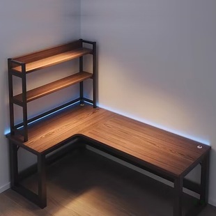 Computer Desk Desktop E-Sports Table Home Bedroom L-Shaped Corner Table Study Table Corner Desk Bookshelf Integrated Table