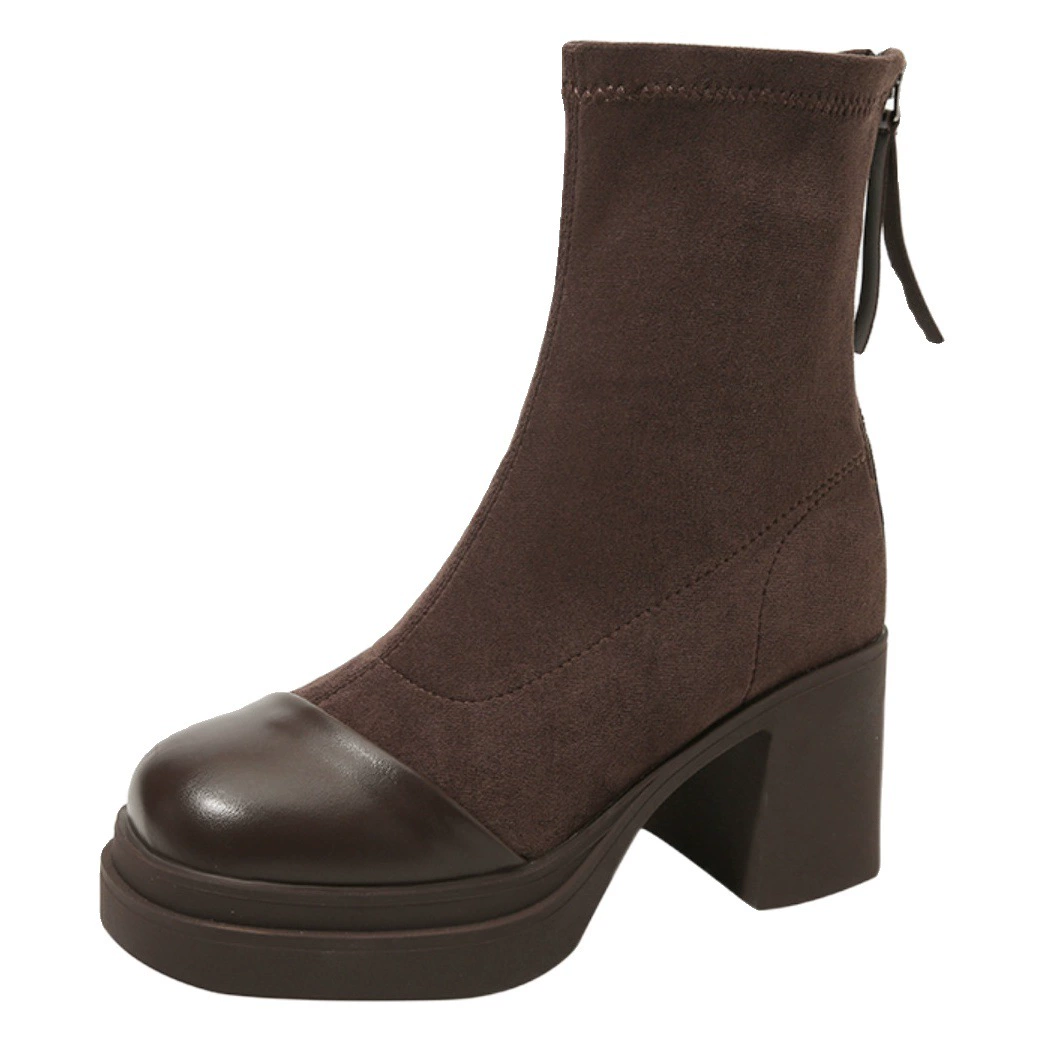 Женские замшевые ботильоны на высоком каблуке, новая модная коллекция весна-осень-зима 2025 года (модель 113-5).