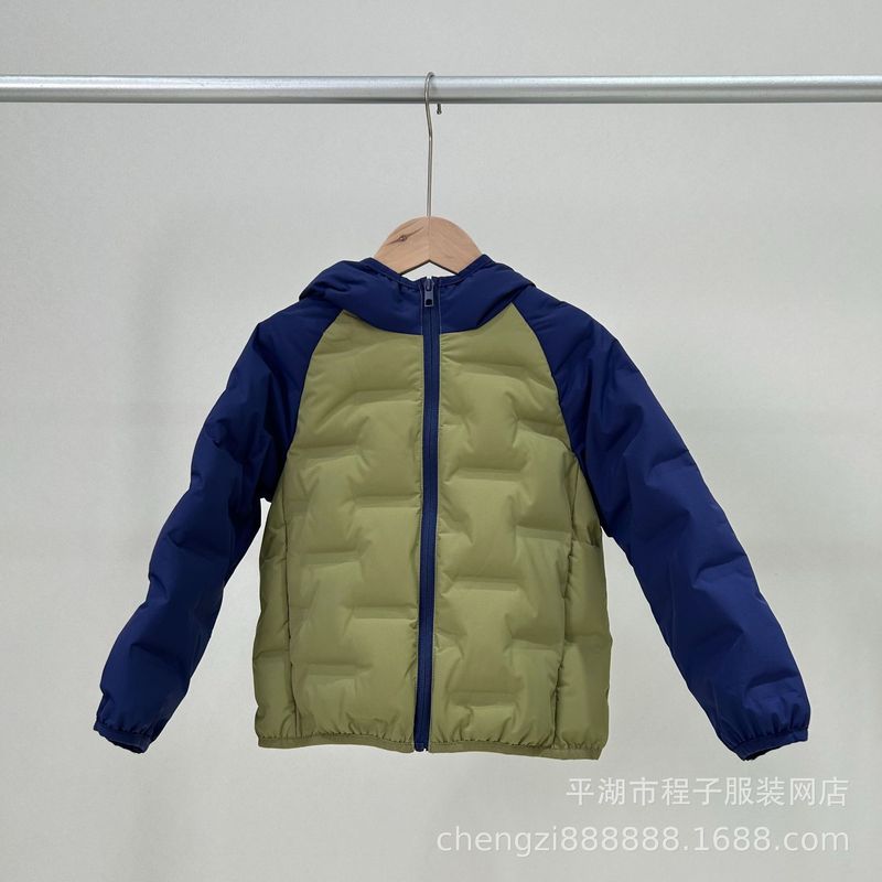 新款儿童超轻三防保暖连帽外套男童女童大童压胶无缝户外90羽绒服|undefined