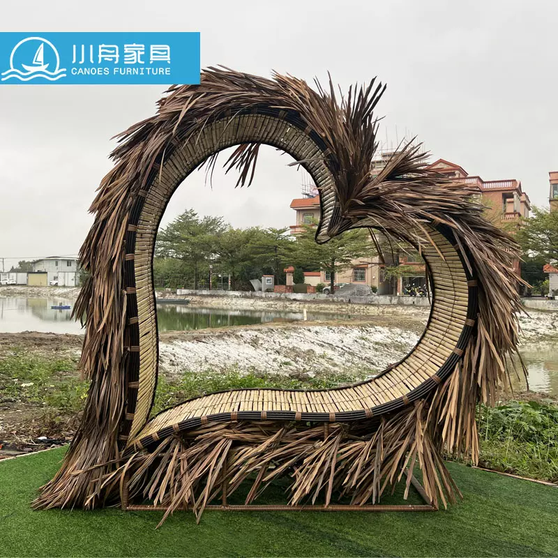 户外景观道具落地网红巴厘岛藤编鸟巢室外花园别墅民宿景区心型床