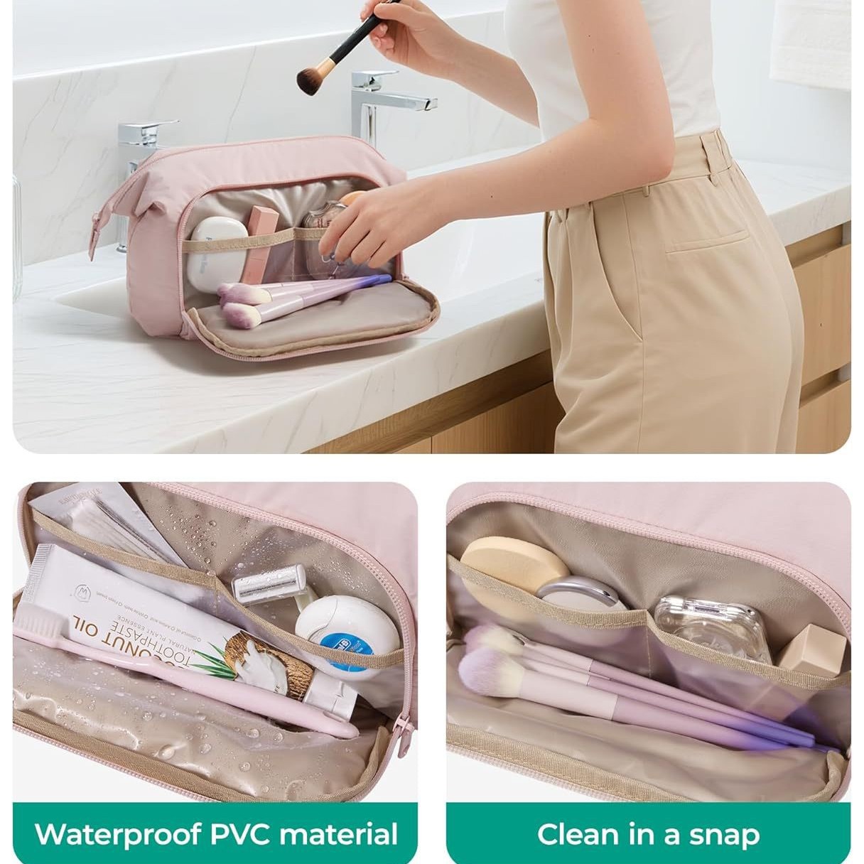 Large Capacity Fluffy Makeup Bag Lightweight Travel Cosmetic Case_voghion.com