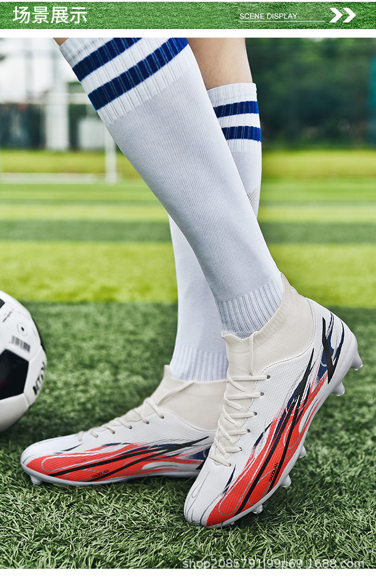 Scarpe da calcio alte transfrontaliere 46 di grandi dimensioni 47 AG unghie lunghe tf unghie rotte set di calzini da uomo e da donna_voghion.com