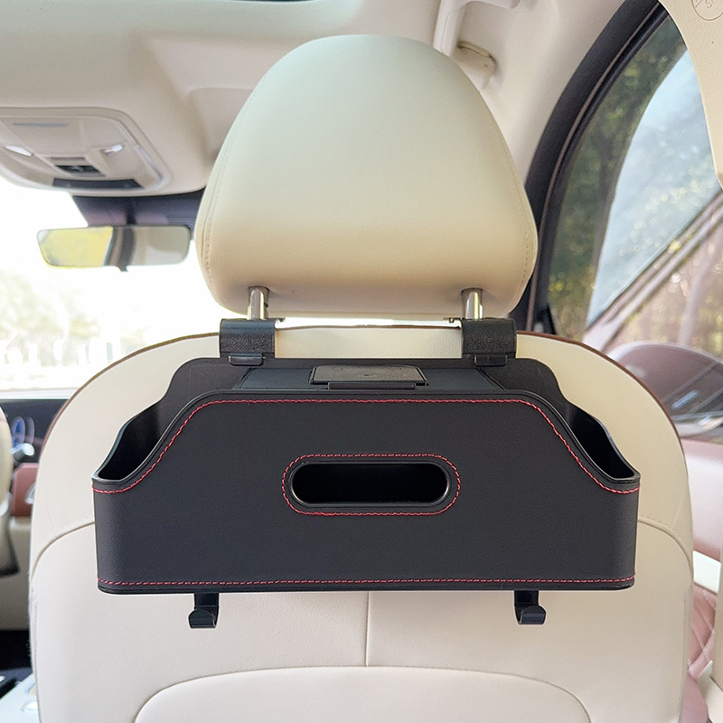 Qìchē Creative Car Seat Back Multi-function Storage Box Car Seat Back Hook Rack Bag (Car storage bag/box) - black-multi-function-seat-back-storage-box