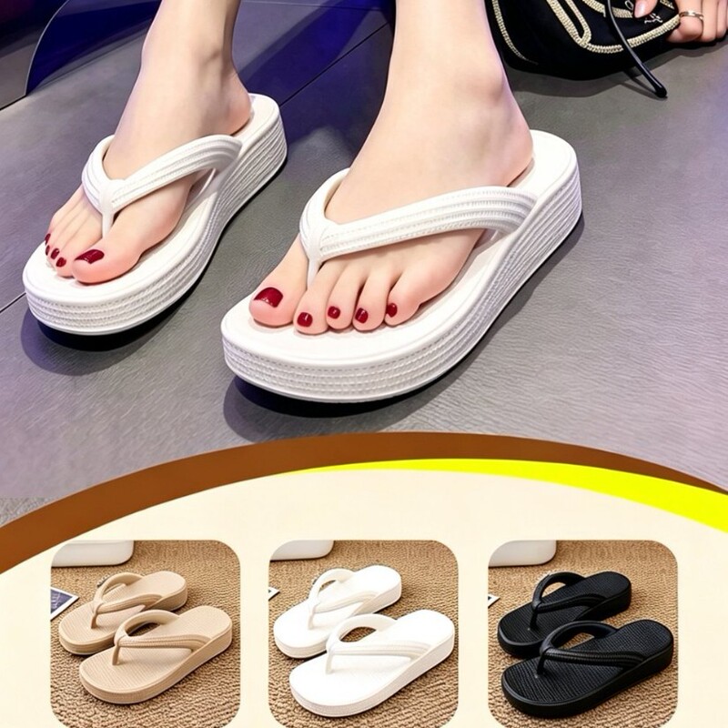 Thick-soled flip-flops for women, high-heeled sandals, women's outdoor slip-on beach shoes, home slippers, women's shoes Thick-soled flip-flops for women, high-heeled sandals, women's outdoor slip-on beach shoes, home slippers, women's shoes