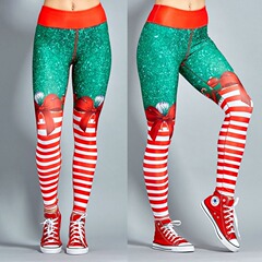 クロスボーダーヨーロッパとアメリカの願いアマゾン人気の婦人服クリスマスプリント服フィットネススポーツパンツヨガパンツレギンス