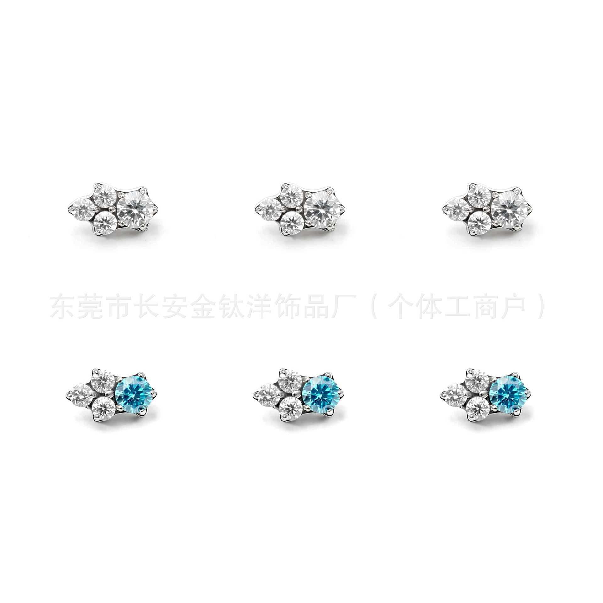 F136 Titanium Irregular Water Drop Earrings with Zircon Inlay, Lip Studs, Ear Bone Studs, Body Piercing Jewelry detail image 8