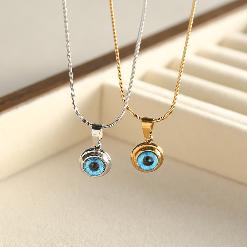 Cross-Border Angel's Eye Titanium Steel Real Gold Necklace Exquisite Clavicle Chain Personalized Light Luxury Original Design Jewelry Wholesale Cross-Border Angel's Eye Titanium Steel Real Gold Necklace Exquisite Clavicle Chain Personalized Light Luxury Original Design Jewelry Wholesale