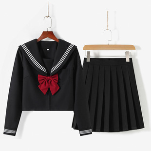 Factory supply Japanese JK uniform black three basic sailor uniform school uniform academic spring and autumn suit women