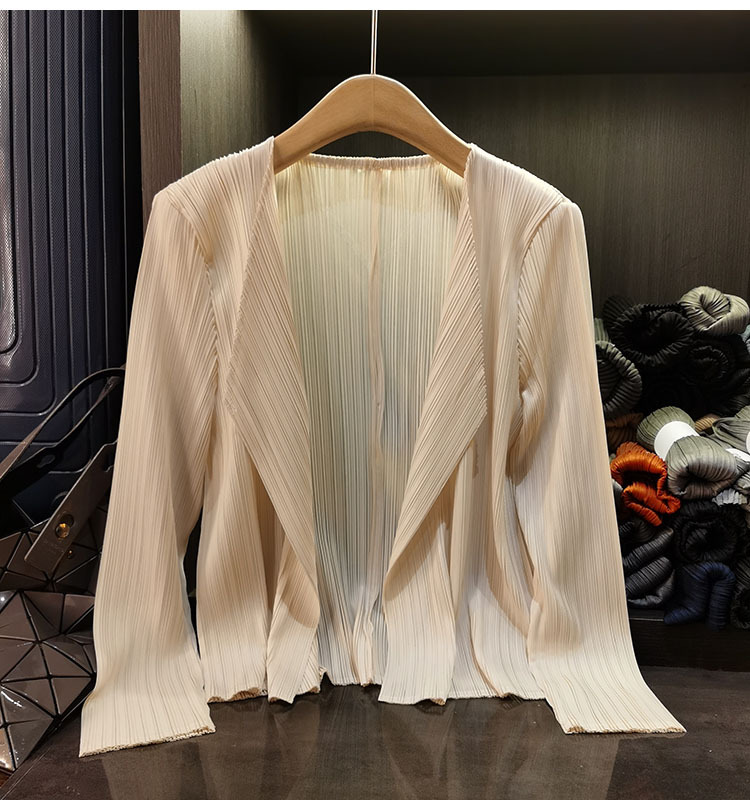 Áo khoác vest nữ xếp ly cao cấp cổ bẻ dài tay mẫu mới xuân hè — Màu xanh lam nhạt, Màu xanh lục nhạt, Màu đen, Màu hồng chi tiết 4