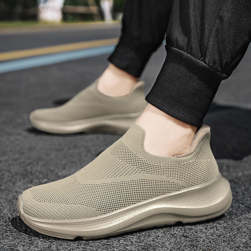 Summer Men's Slip-On Shoes, Comfortable Casual Sneakers, Slip-On Mesh Breathable Soft-Soled Dad Shoes, Walking Shoes