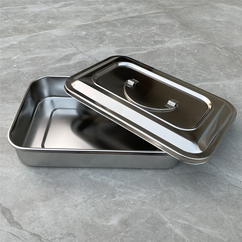 304 Stainless Steel Sterilization Box with Lid Square Dish with Lid Square Dish Sterilization Square Dish Surgical Tray Instrument Dish Sterilization Dish