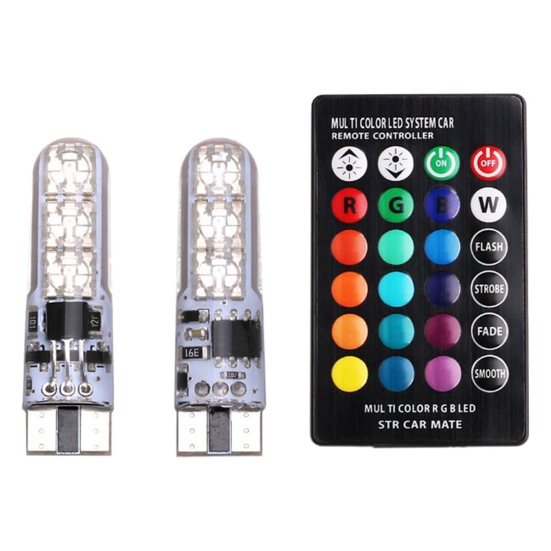 Coche LED ancho de luz T10 RGB de silicona 5050-6smd colorido pequeña luz matrícula luz flash de luz de la motocicleta