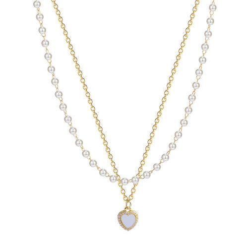 South Korea's new exquisite zircon pearl necklace for women, versatile, light luxury, niche love clavicle chain, internet celebrity's same style necklace