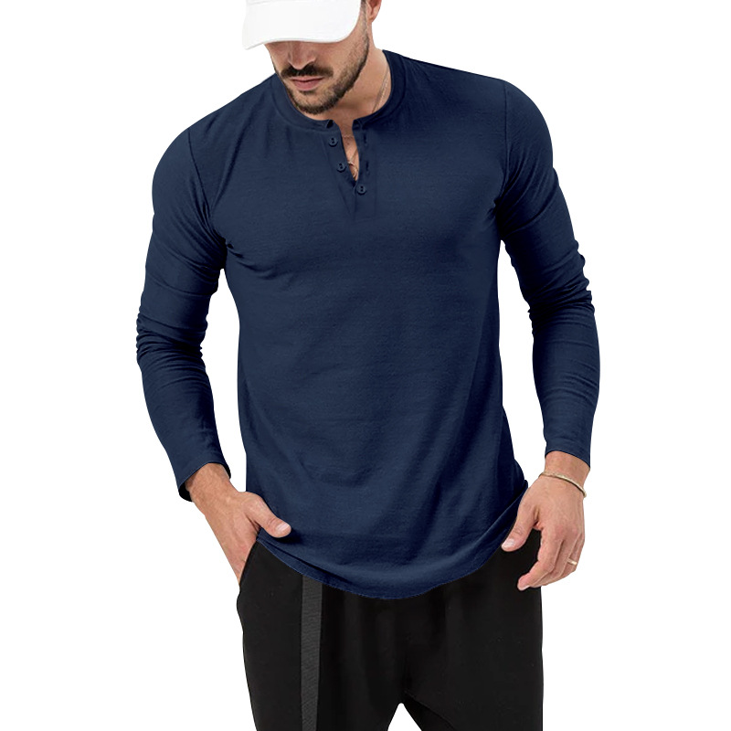 2024 European Men's Spring Autumn Round Neck Long Sleeved T-Shirt Loose Pullover Casual Men's T-Shirt Basic Tees Top_voghion.com