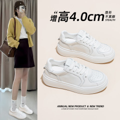 小白鞋女2025年秋季新款真皮厚底增高头层牛皮百搭休闲运动单鞋子