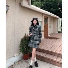 早秋穿搭学院风套装春秋洋气复古小众减龄西装格纹冬季裙装两件套