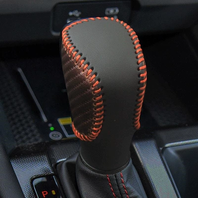 Sürətlər qutusu və əl tormozu başlıqları — cover, genuine leather LIFE, Lingpai - honda-hr-v2023-2025-models-delicate-and-skin-friendly-feel-genuine-leather-brown-carbon