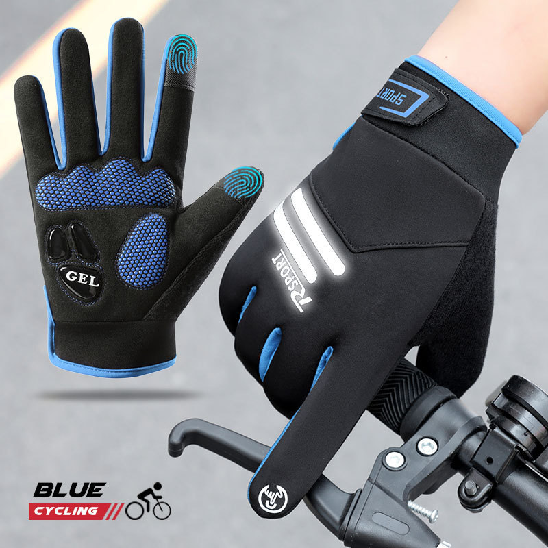 Guantes cálidos de ciclismo Motos para hombres y mujeres Moda más terciopelo Deportes al aire libre Otoño e invierno Pantalla táctil antideslizante Guantes antideslizantes de ciclismo