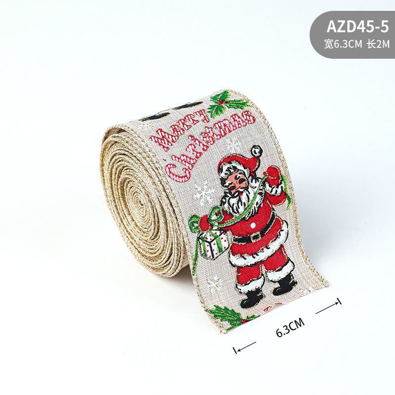 Cinta de imitación de lino, cinta de Navidad, decoración de lazo hecha a mano, decoraciones navideñas, suministros de diseño de atmósfera al por mayor