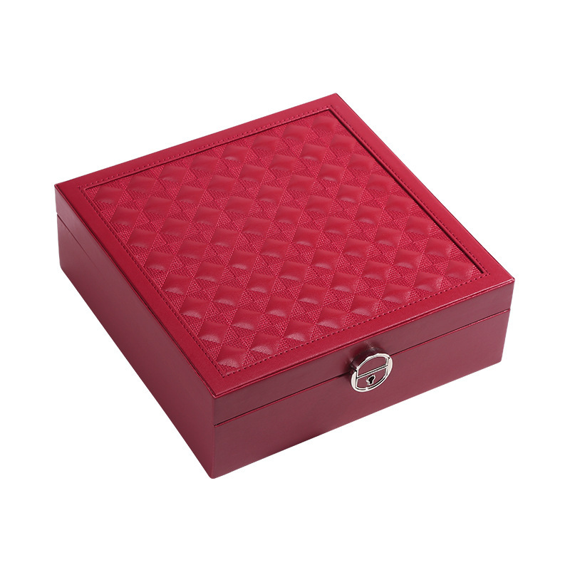 Caja de joyería de lujo ligera, caja de almacenamiento grande de PU, caja de joyería de alta gama con bordado, tipo cajón, para guardar pendientes y joyas.