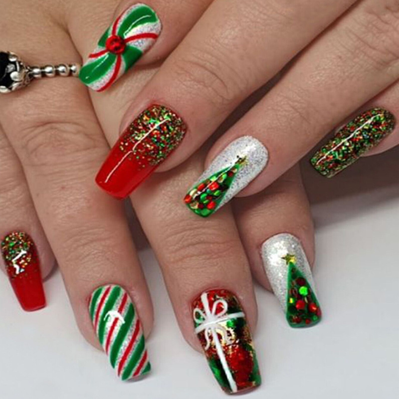 European and American Christmas fake nail Christmas gift wear nail nail piece wearable nail patch nail wholesale European and American Christmas fake nail Christmas gift wear nail nail piece wearable nail patch nail wholesale
