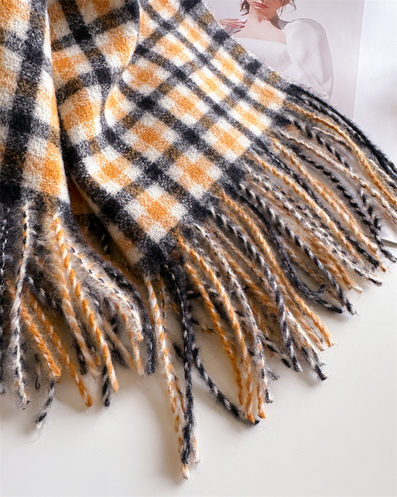 ¡Novedades De Estilo Británico! Pañuelo De Cachemira, Bufanda De Estilo Cálido A Cuadros Unisex, Bufanda De Borla A Juego Para Otoño E Invierno display picture 3