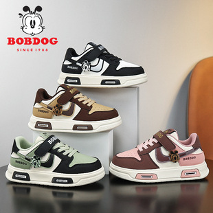 Babu Bean Children's Shoes Boys' Sneakers Autumn and Winter Leather Waterproof Middle and Large Children's Casual Shoes fleece-lined Warm Children's sneaker