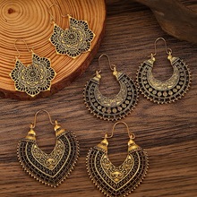 复古波西米亚风格镂空花卉图腾耳环套装欧美跨境热销几何耳饰配饰