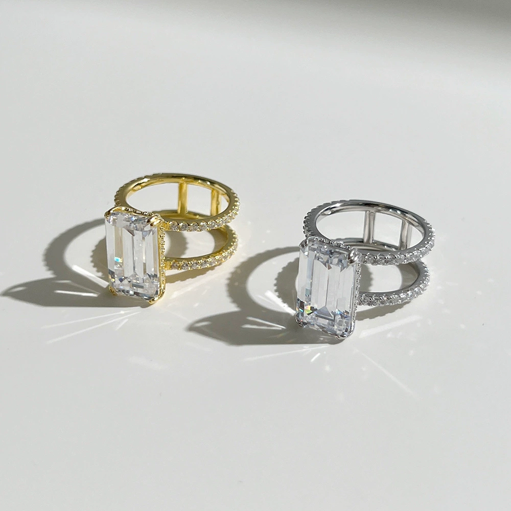 银竡源 Design ring with zircon, silver 925 sample, light luxury style