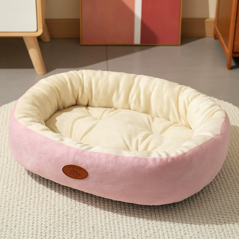 Овальный домик для животных из флиса или бархата, размеры S–XXL (50×40×14 → 100×78×24 см), сохраняет тепло