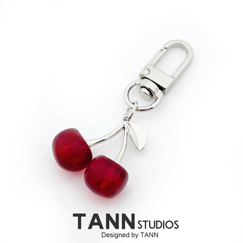 Alloy Material 1 Piece Cute Simple Style Cherry Alloy Rose Red Keychain