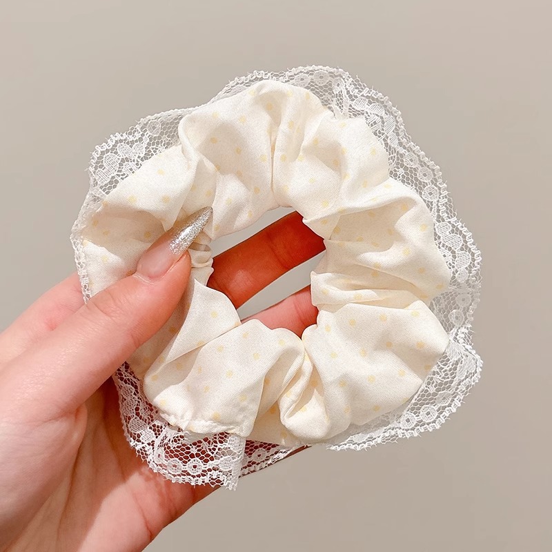 3 # aros de encaje de lunares amarillos-12cm