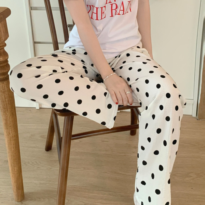 2024 pijamas de verano nuevos hilos de espuma de espuma delgados pantalones anti-mosquitos pantalones de dibujos animados dulces pantalones caseros al por mayor