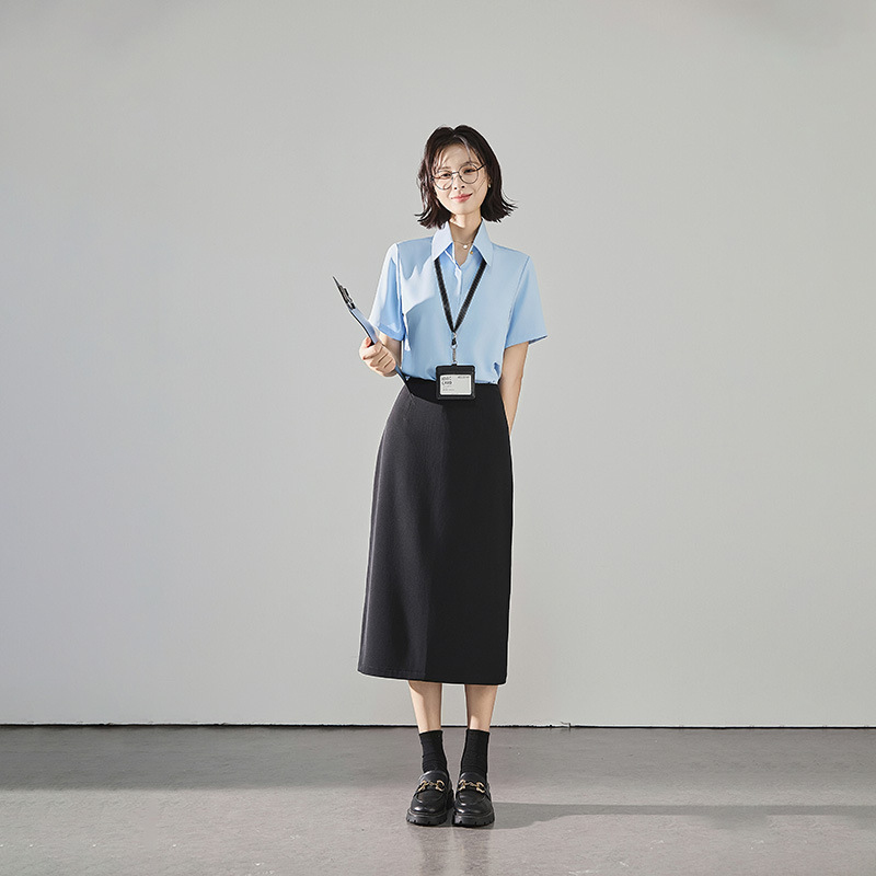 Aixuan 黒スカート女性の夏薄いインタビューフォーマルプロフェッショナル通勤スーツスカートストレートスリットミドル丈スカート|undefined