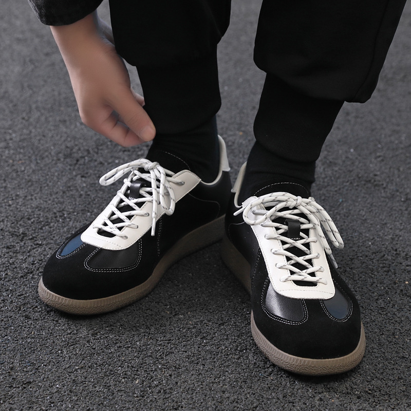 Niche Sports Casual Sneakers Men's Korean-style Genuine Leather Breathable All-match Retro Invisible Height-increasing 5cm Dexun Shoes