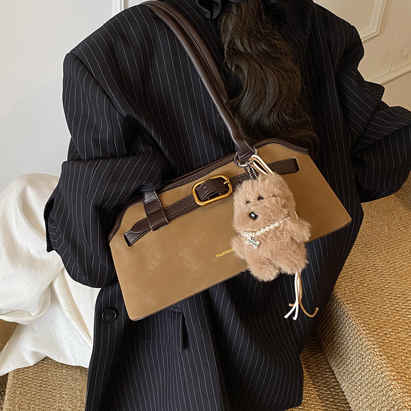 早秋通勤风麂皮绒包包女2025新款时尚高级感大容量百搭单肩斜挎包|undefined