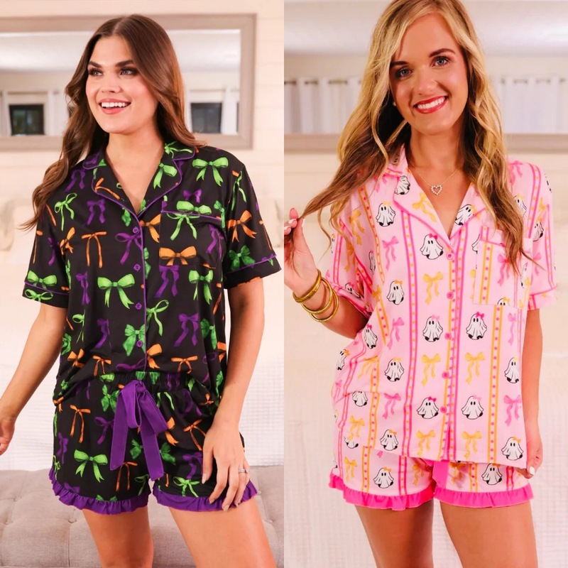 Amazon 25 秋冬新作クロスボーダーヨーロッパとアメリカの服ハロウィンプリントステッチツーピーススーツホームウェア女性用|undefined