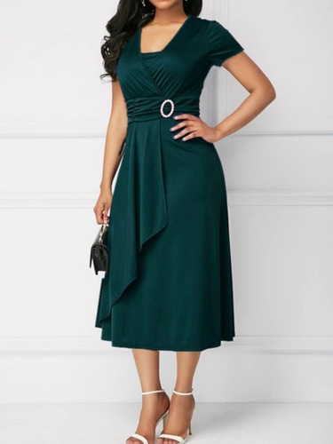 Wish independent website: European and American-style chic asymmetric maxi dress with V-neck