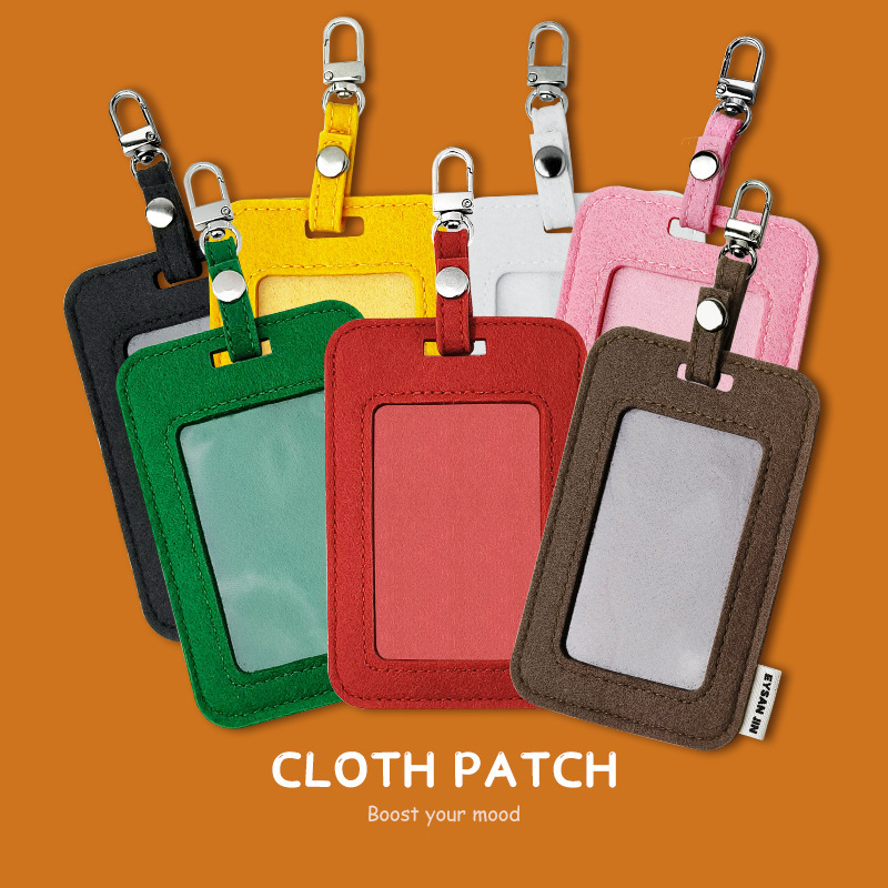 Felt Card Holder Work Permit Employee Factory Card Holder Id Card Bus Card Student Id Card Holder with Keychain Wholesale