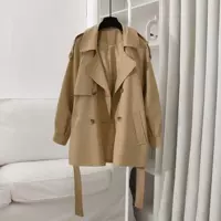Короткий тренч-пиджак, для полных женщин, оверсайз, хаки, размеры M–4XL (рекомендации)