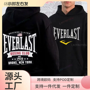 2024 Harajuku Casual Everlast Logo Font Graphic Hoodie Winte