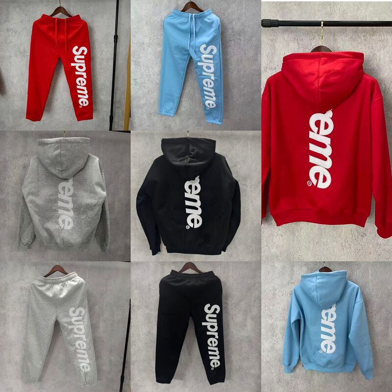 Cross-border authentic SUP25FW heavyweight fleece-lined pure cotton hoodie with embroidered back panel, unisex style Cross-border authentic SUP25FW heavyweight fleece-lined pure cotton hoodie with embroidered back panel, unisex style