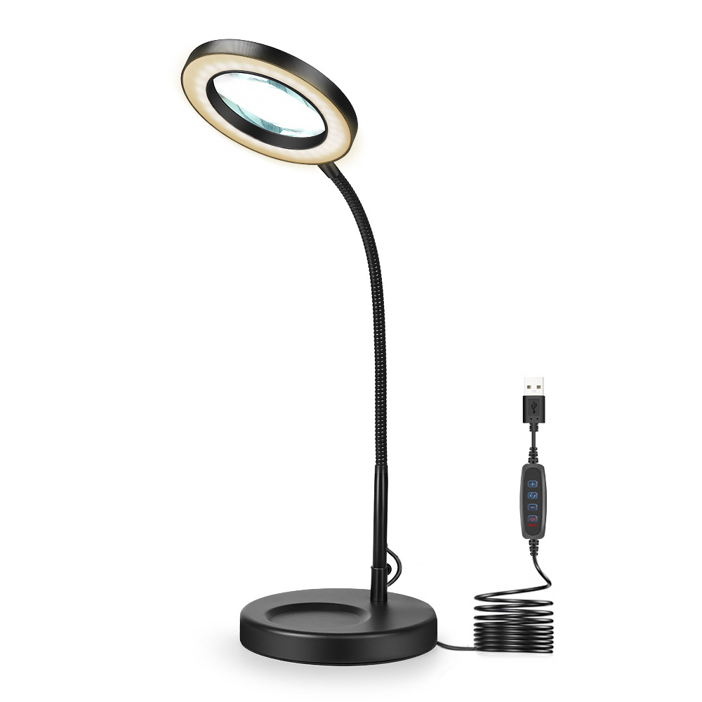 Factory direct supply led folding magnifying glass lamp clip-on electronic maintenance lamp usb reading book lamp