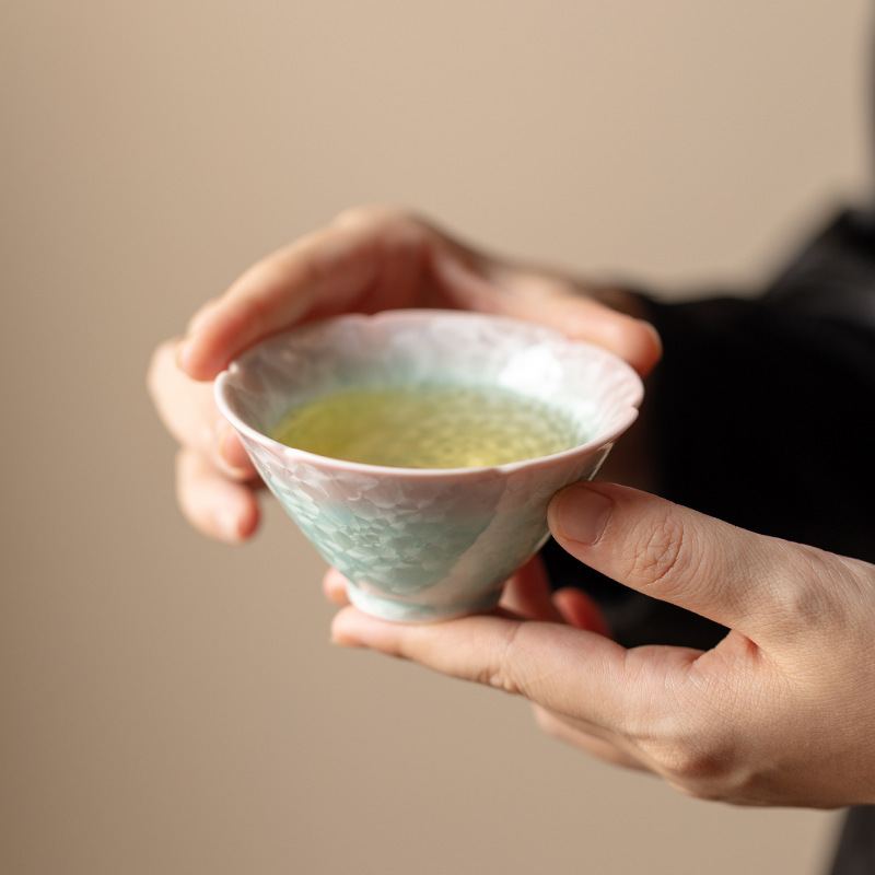 弥言结晶釉窑变陶瓷斗笠茶杯高档单杯家用主人杯功夫茶具轻奢茶杯|undefined