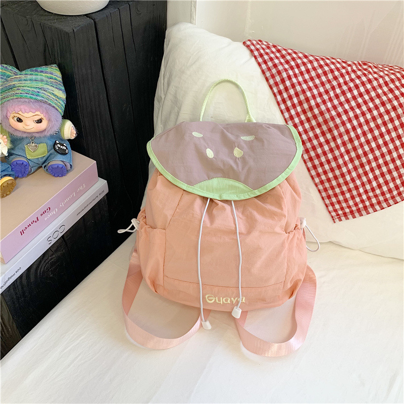 Mochila Escolar Infantil de Frutas de Nylon Ultraligera con Reducción de Carga para Escuela