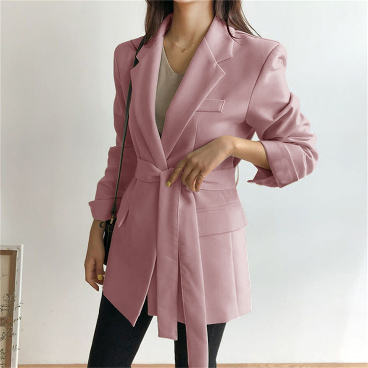 Abbigliamento donna Giacca nera da abito Cintura da donna 2024 Nuovo design primavera e autunno Nicchia Stiratura gratuita Temperamento Piccolo abito Manica lunga_voghion.com