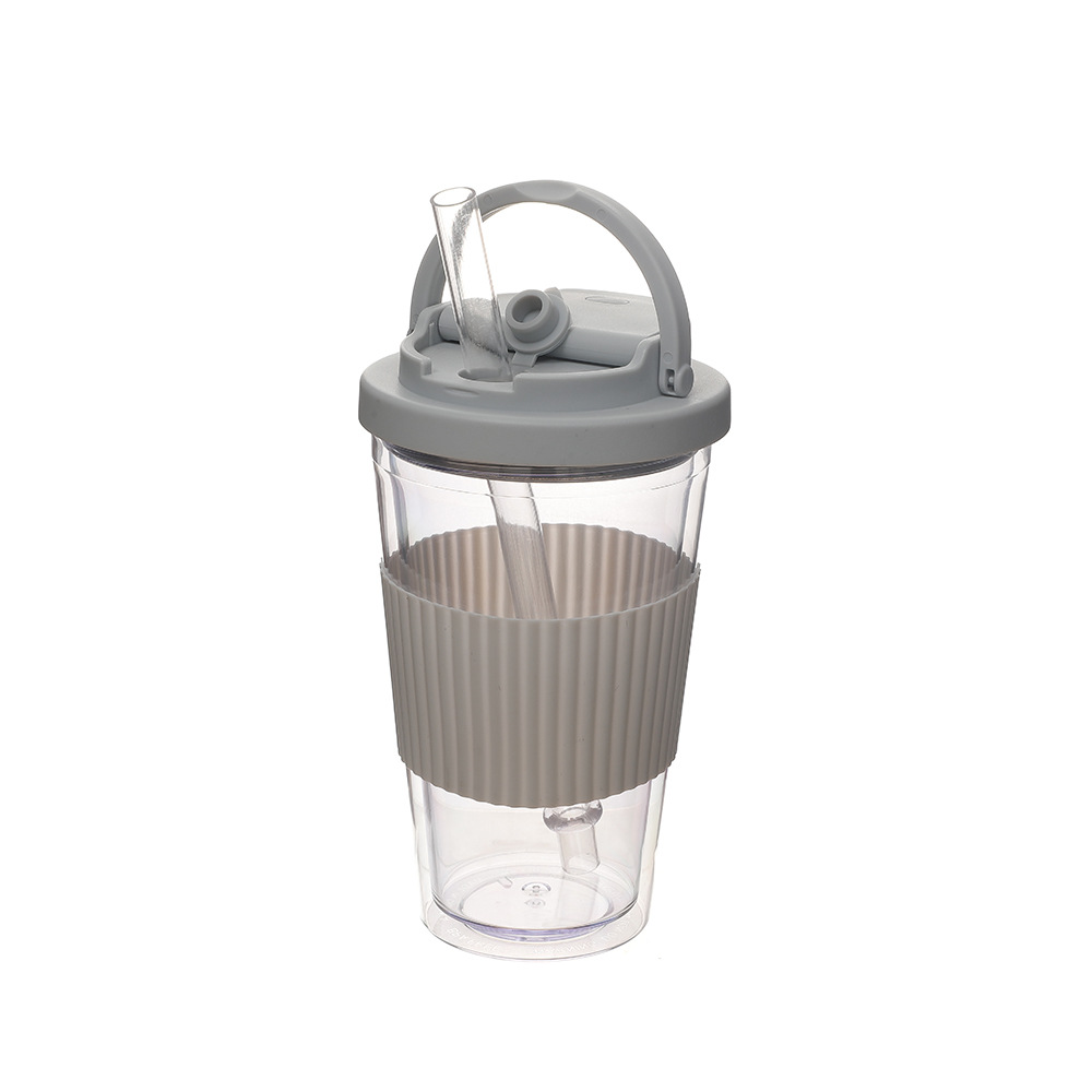Nuevas tazas de paja de doble cubierta de bebida, tazas de plástico portátiles de alta calidad de verano al aire libre, tazas de agua de grado alimenticio