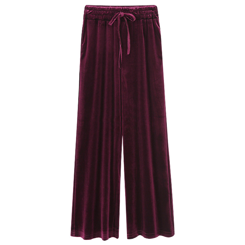 Pantalones de pierna ancha de terciopelo dorado pantalones transfronterizos de mujer sueltos más el tamaño de cintura alta Pantalones de mujer adelgazantes pantalones casuales para niñas regordetas de 200kg image 9