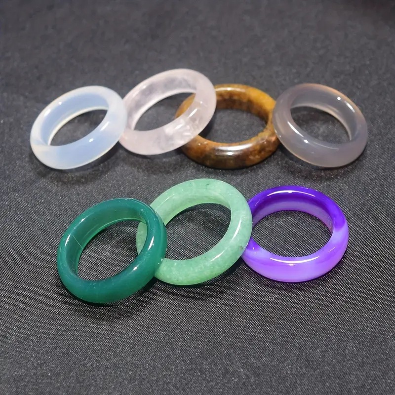 跨境天然石戒圈玛瑙戒指玉石戒指天然石指环跨境直播小礼物